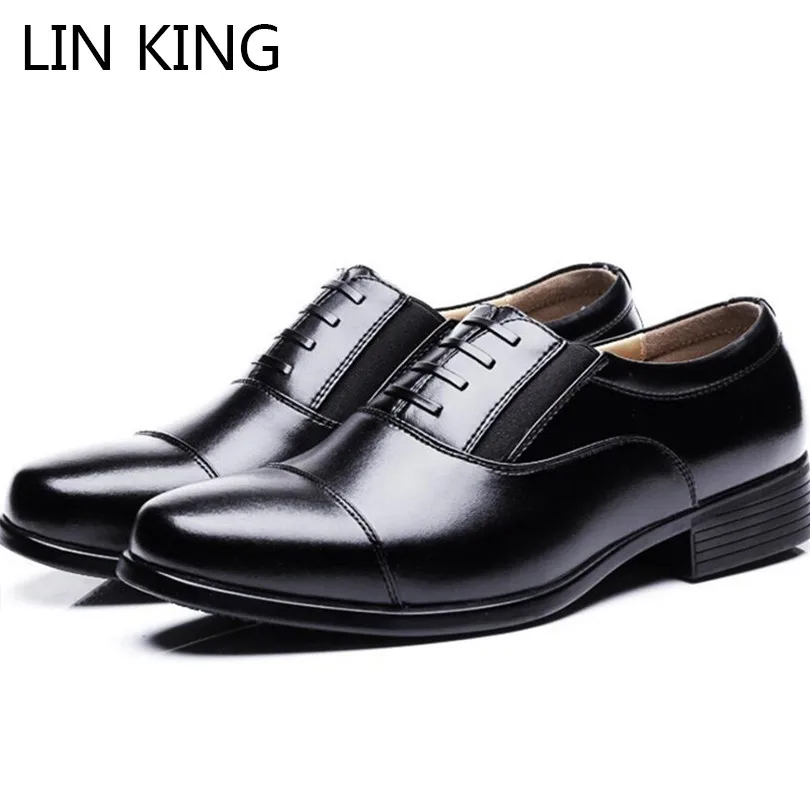 

LIN KING Fashion Men Slip On Leather Casual Shoes Comfortable Male Low Top Pointed Toe Business Office Wedding Oxfords Shoes