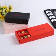 12 Слот макаронная упаковка коробки Зефир коробка для печенья коробочка для кондитерских изделий красный розовый черный ящик с ящиком 10 шт 20 см* 11 см* 5 см