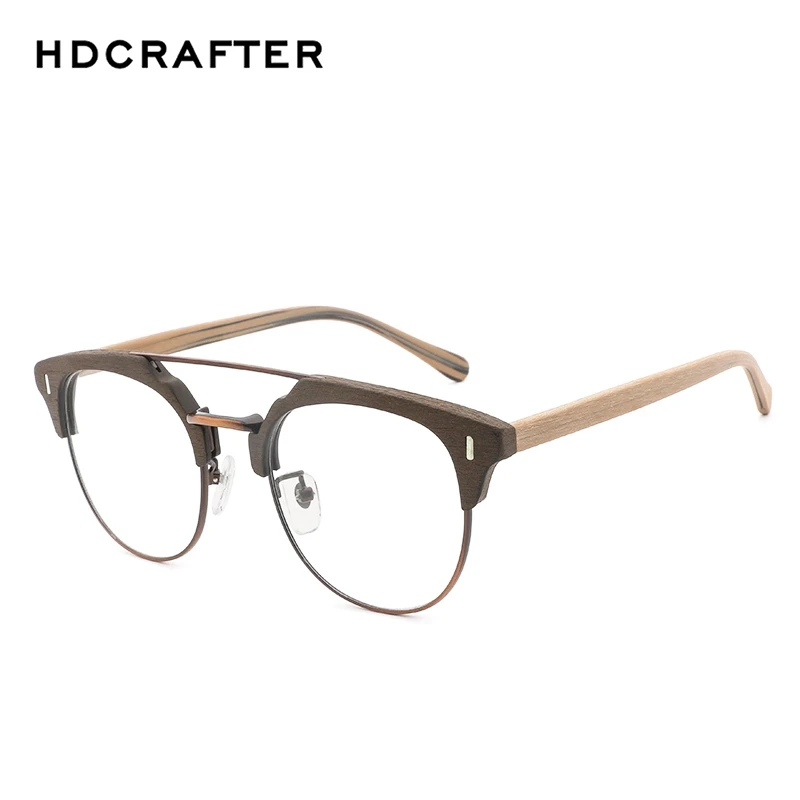 HDCRAFTER ретро круглые оправы для очков деревянные мужские и женские оптические
