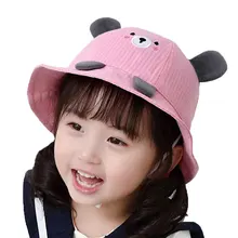 Детская Панама для прогулок шапки для рыбака для года, весенне-летняя детская шапка с ушками медведя из мультфильма, Пляжная Панама для девочек, шапка s Chapeu M7267