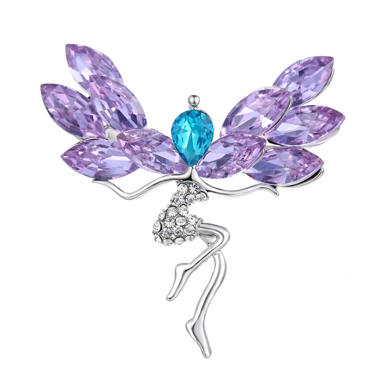 

2018 Fashion Clear Crystal White Cute small Fairy Brooch Pin Jewelry wedding Women Jewelry Daughter Gift