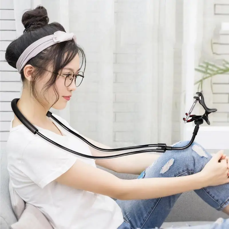

ALLOET Portable Lazy Neck Phone Holder Stand Hanging Waist Mobile Phone Mount Holder Clip Flexible Bracket For iPhone Xiaomi