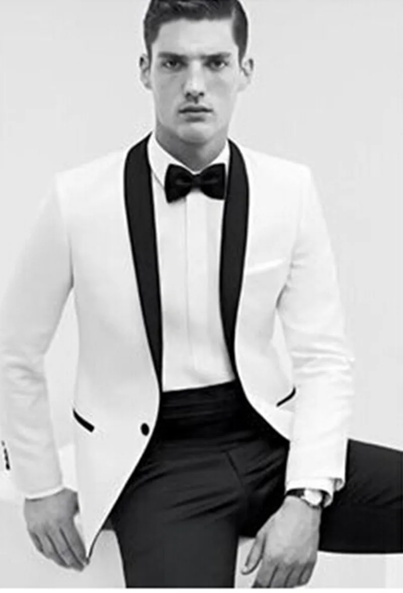 Wedding Groom Tuxedo groom wedding tuxedo styles promotion shop for promotional new arrival style tuxedos white suit black lapel bridegroom suits custom made jacketpantsgirdle