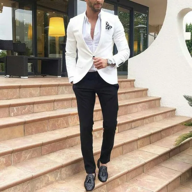 $US $108.99 Latest Coat Pant Designs White Terno Masculino Slim Fit Mens Suits Blazers Man Jacket Groom Tuxedos Custom Costume Homme 2Piece