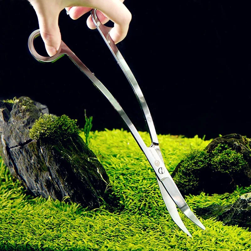 24CM Stainless Steel Aquotic Aquarium Plant Tank Wave scissor tijera tesoura clean tool water