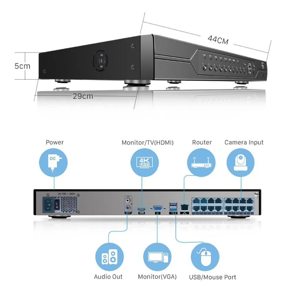 H.265 H.264 16CH 5MP 3MP 2MP 8CH 4K 48V POE NVR P2P ONVIF 1080P сети видео Регистраторы для IP Камера система наблюдения CCTV