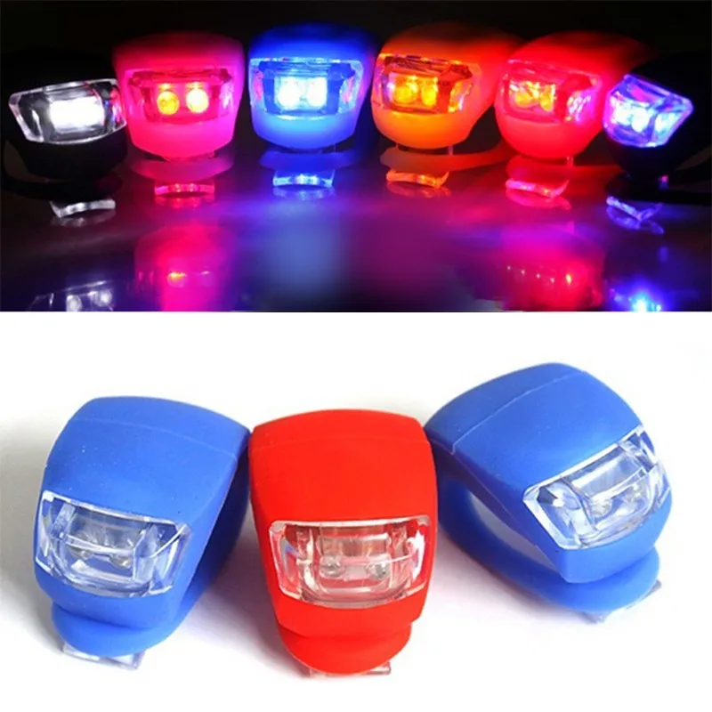 1pc Bicycle Silicone Led Light Head Front Rear Wheel LED Flash Safety Light Lamp 9 Colors With Battery flashlight for bicycle