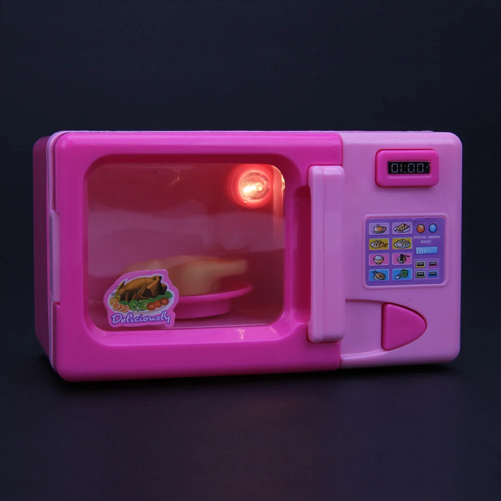 Розовый мини-моделирование Микроволновая печь дети ролевые игры игрушка Бытовая техника кухня игрушка Обучающие девочки играя дом игрушка