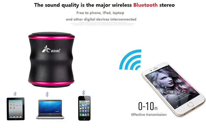 ADIN Hifi Bluetooth Vibration Speaker NFC Aluminum Speaker Call FM TF Speakers Outdoor Sport Subwoofer for Bluetooth Devices (10)