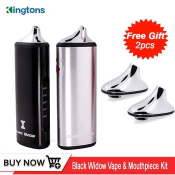 

Original Kingtons Herbal Vaporizer Black Widow Dry Herb Vape Kit 2200mAh with Metal Replacement Magnetic Mouthpiece Drip Tips