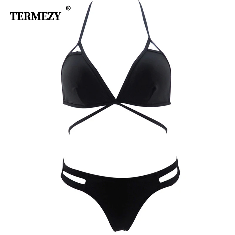 

Ultra-thin Sexy Bra Set Bandage Temptation Black Underwear Sexy Women Lingerie Set Bra+G-string Underwear Set Girl bar Swimsuit