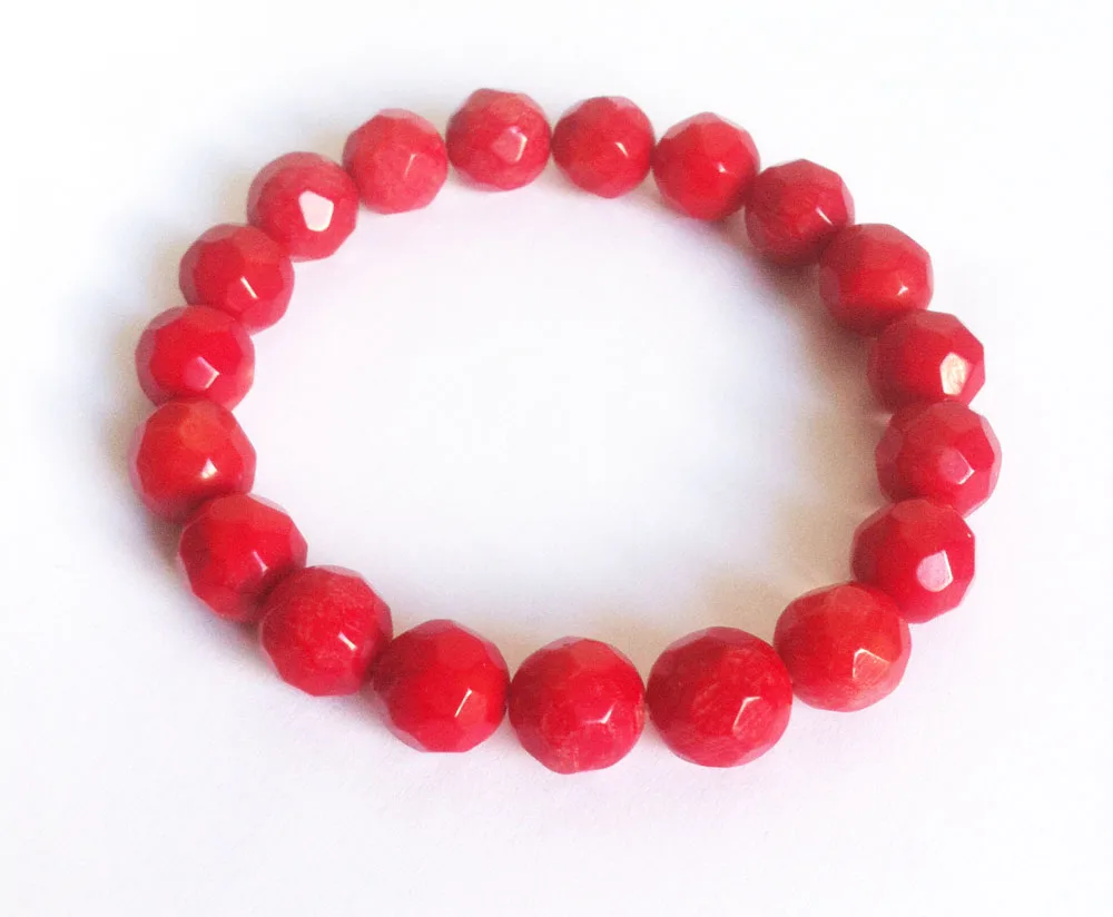 Trendy Red Coral Bracelet For Women Men, Wholesale Stretch Beaded
