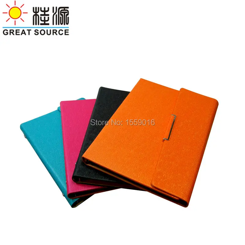 

High Quality color folding flap cover Leather Ring Binder Folder