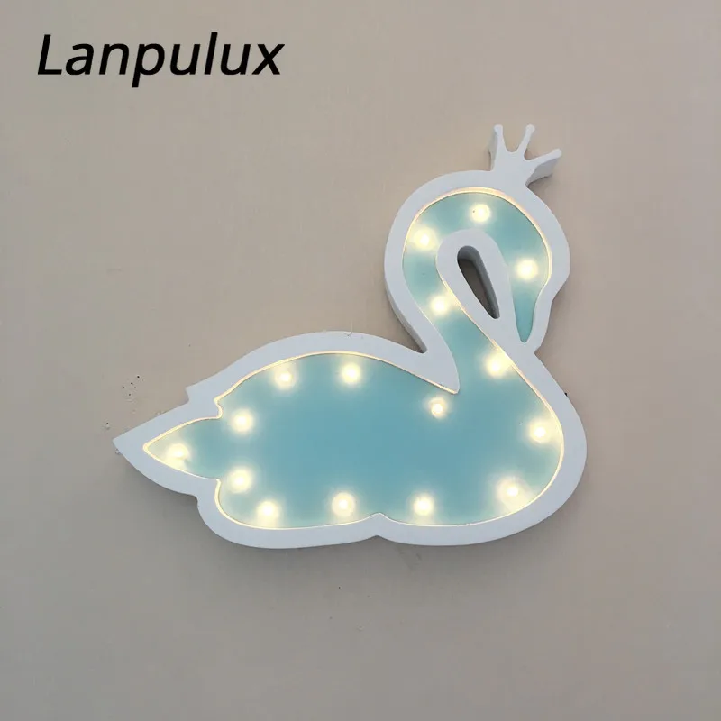 Lanpulux лебедь форма мультфильм ночник светло розовый синий фиолетовый прикроватная настольная лампа Девушка Детская Спальня украшение дома освещение