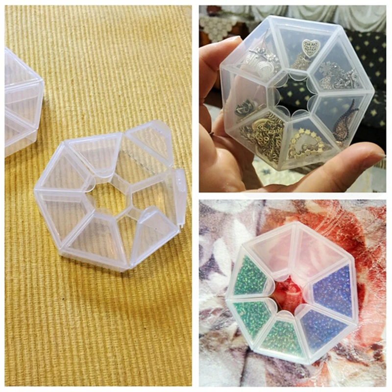 

1pc 7 grid Portable seal Storage Cases Clip Holder Box Container Desk Organizer size:8.3x8.3x1.7cm