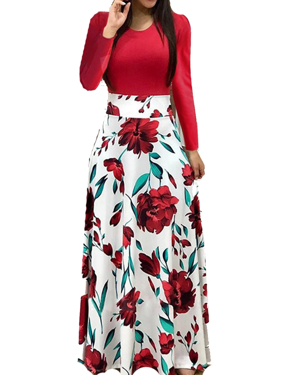 Club Party Dress Women Long Sleeve Floral Print Boho Maxi Dress Ladies Casual Dresses Woman Party Night Vestidos Verano 2019