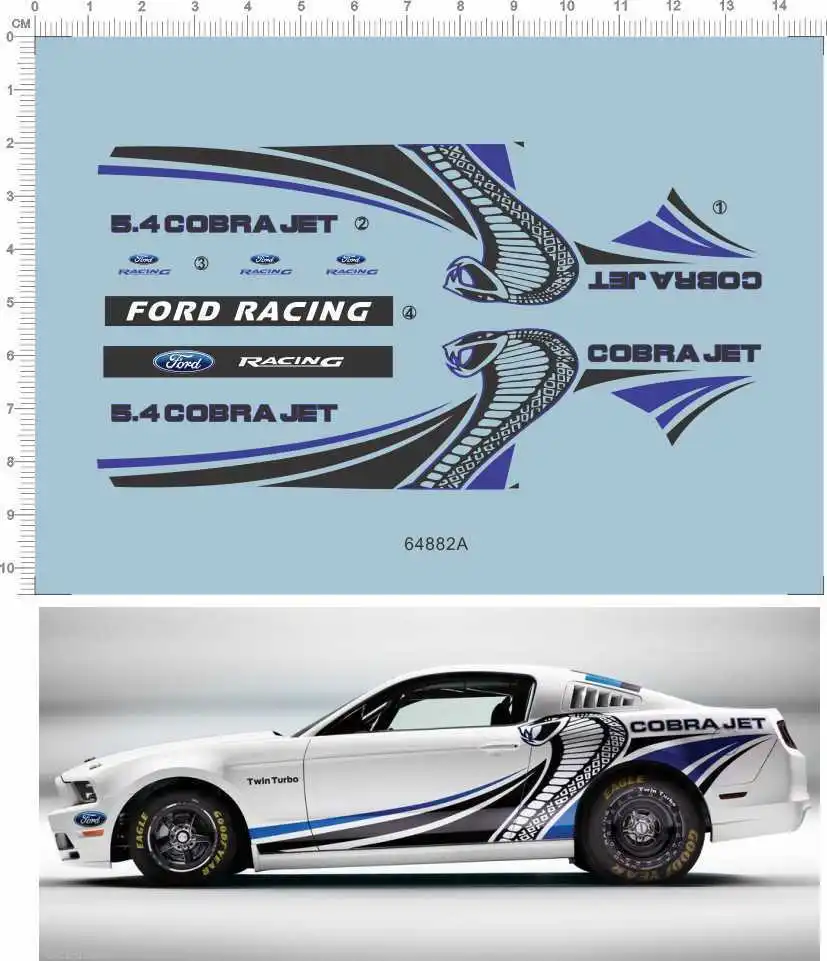 

1/24 1/25 REVELL GT500 TG500KR cobra jet ford racing Model Kit Water Slide Decal