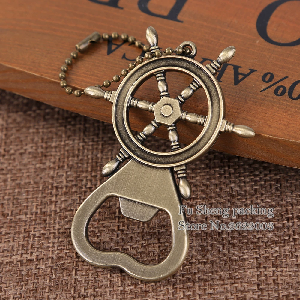 

100pcs/L Rudder Bottle Openers Keychain Multifunctional Beer Wine Openers Key Ring Metal Beverage Can Opener weding gift