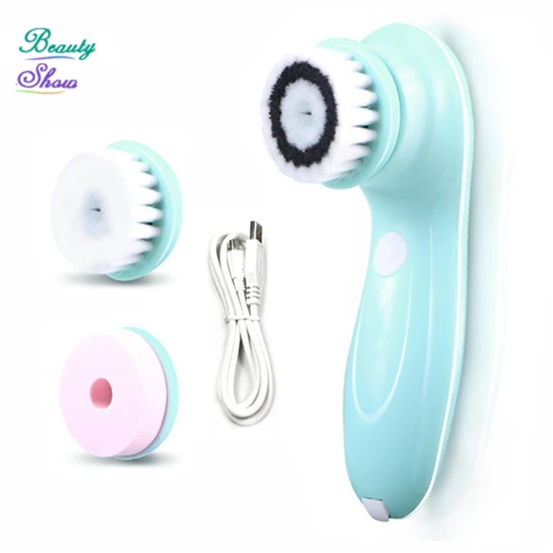 New 3 In1 USB Rechargeable Electric Rotating Facial Cleansing Brush