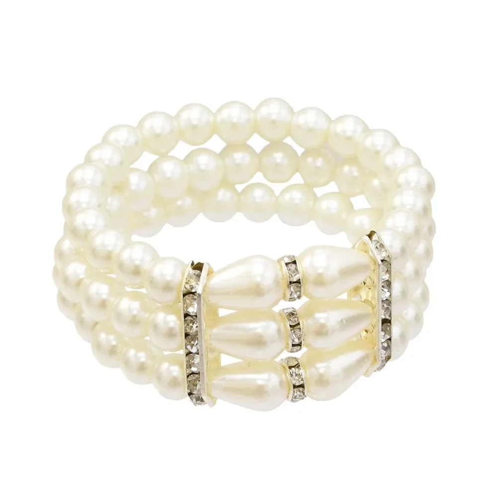 Элегантный браслет в стиле барокко с искусственным жемчугом, свадебные браслеты со стразами для девушек, женский подарок для свадьбы дня рождения, ювелирные изделия