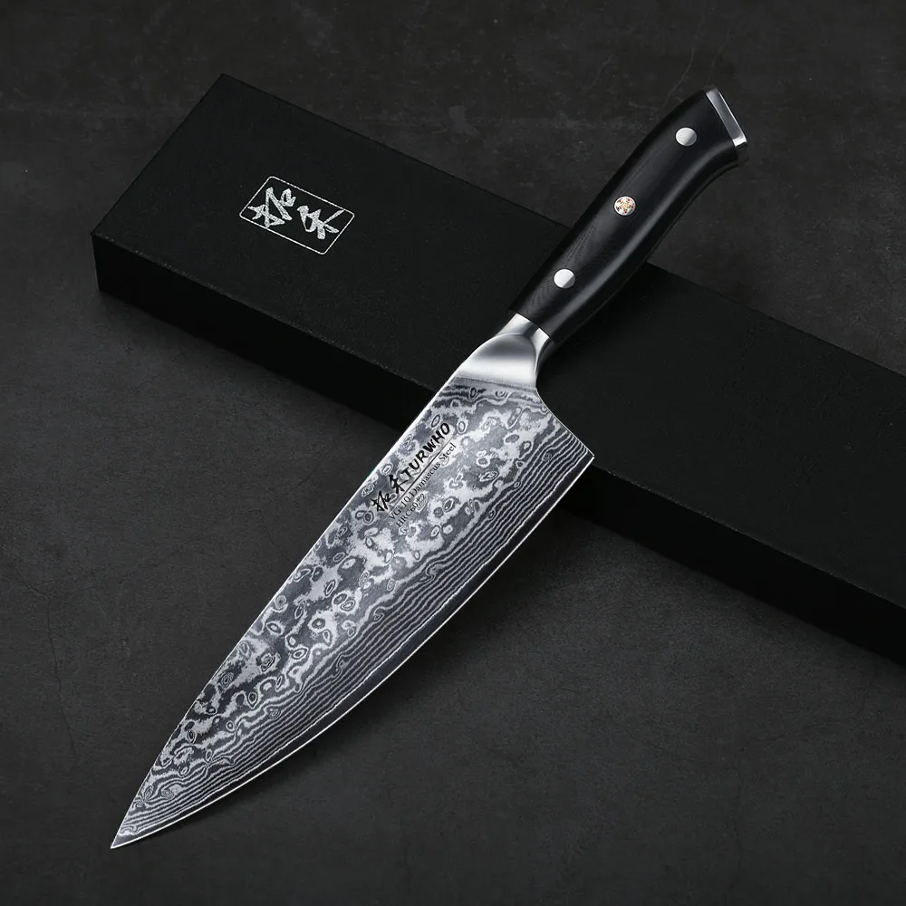 

TURWHO 8'' Professional Chef Knife Gyuto Japanese Damascus Stainless Steel Kitchen Knife Very Sharp Cooking knives G10 Handle