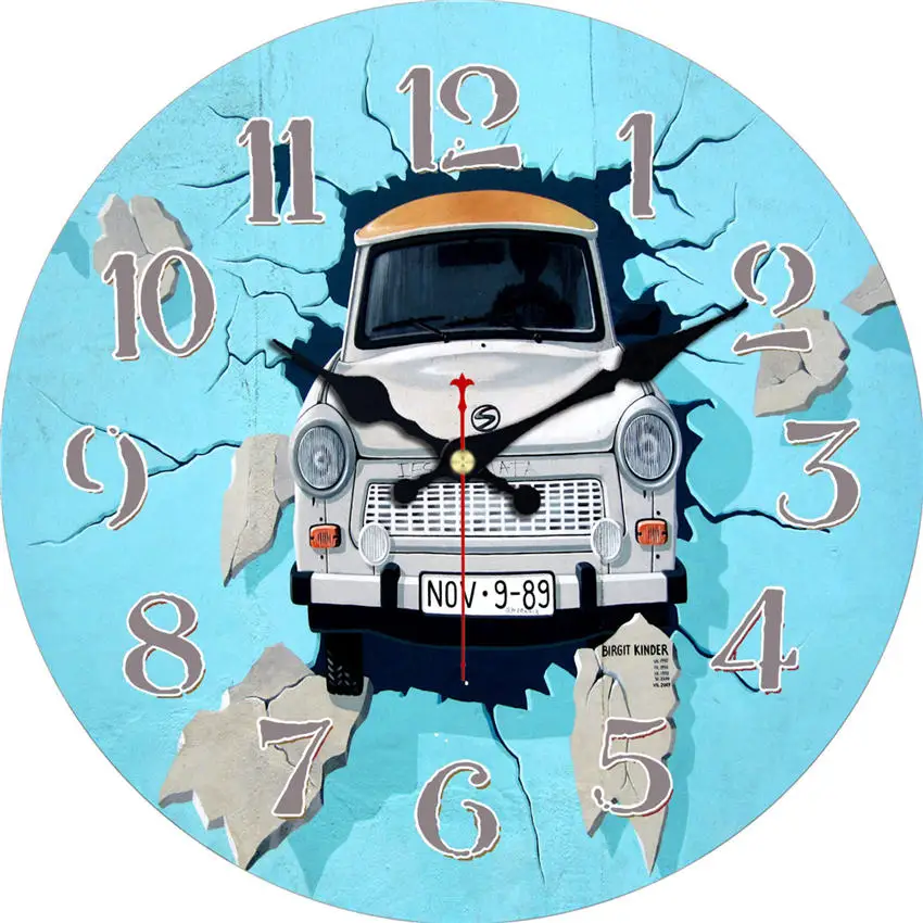 WONZOM корабль парусный спорт современный стиль деревянные картонные часы, круглые Настенные часы для домашнего декора гостиной не тикающий звук 6-16 дюймов - Цвет: Car Wall Clock 23