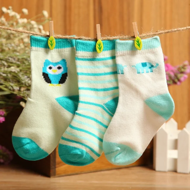 3 Pairs Set Newborn Baby Socks Baby Cotton Short Socks Owl Pattern