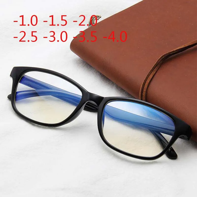 От вредного синего излучения очки Для женщин Для мужчин плоское зеркало квадратной оправе очки от близорукости-1,0-1,5-2,0-2,5-3,0-3,5-4,0