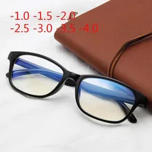 От вредного синего излучения очки Для женщин Для мужчин плоское зеркало квадратной оправе очки от близорукости-1,0-1,5-2,0-2,5-3,0-3,5-4,0