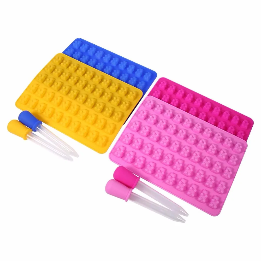 50 Cavity Silicone Forms Silicone Mold Gummy Bear Shape Bear Mould Jelly Bear Cake Candy Trays With Dropper Rubber Chocolate|fondant moulds|jelly mouldtools fondant - AliExpress