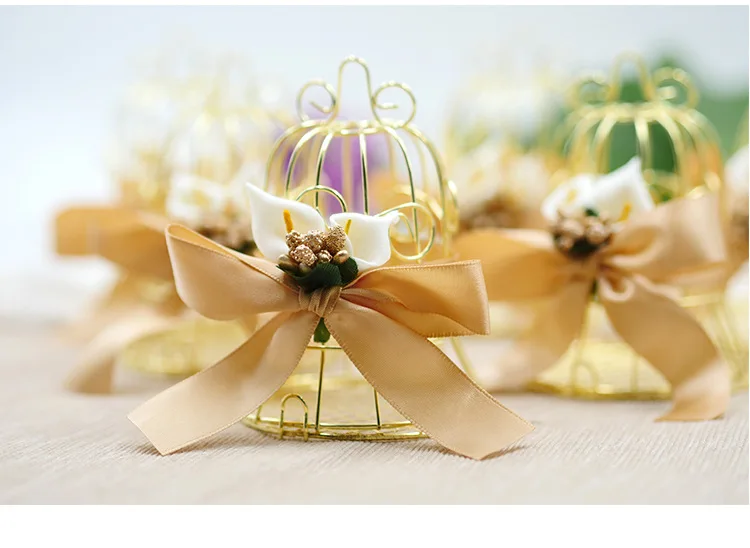 100 шт золотая птица Колокольчик для клетки конфет коробка для свадебного торжества Вечерние подарки для гостей - Цвет: B