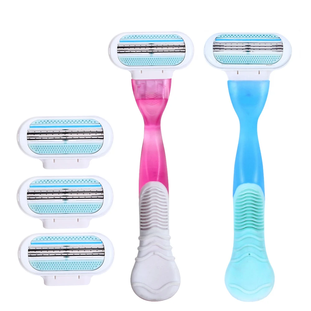 1 Razor Handle 4 Razor Blades Manual Shaving Women Razors Replaceable Blade Shaving Hair Safety ...