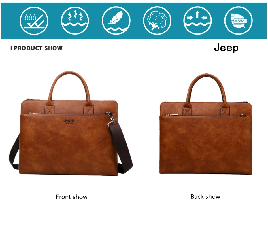 JEEP BULUO Brand High Quality 14 inch Laptop Business Bags Men Briefcases Set For Handbags Leather Office Large Capacity Bags