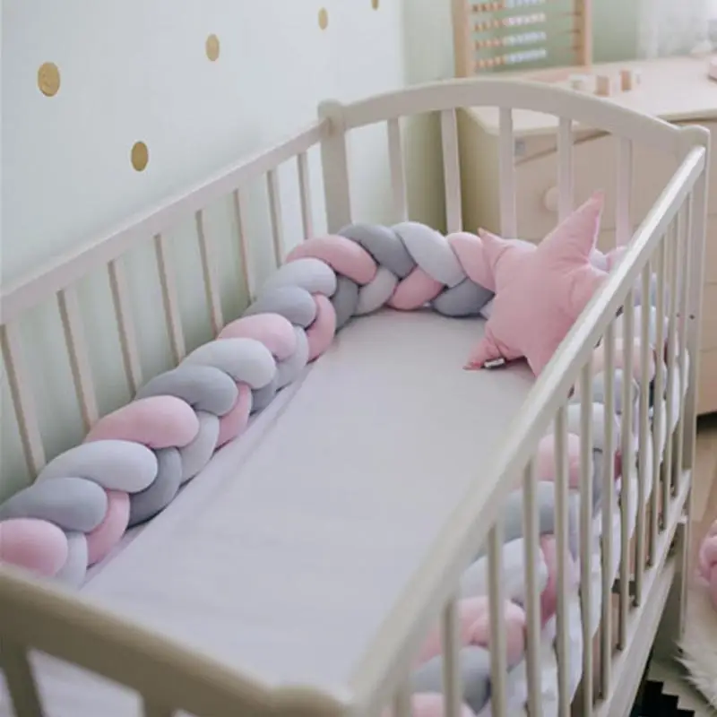 2M/3M Baby Bed Bumper Pillow Braided Cushion Bed Cradle Decor Plush Knotted Infant Bedding Accessories