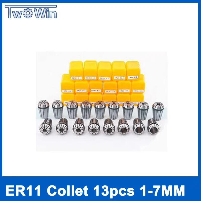 

13Pcs ER11 Collet chuck cnc Spindle ER11 Collet lathe tool holder Pinza ER11 Collet set from 1-7MM for CNC milling lather tool