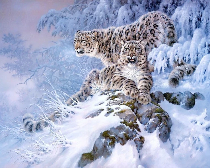 5D Diamond Painting Mosaic Environmental Crafts Full Embroidery Snow Leopard Lover Wall Sticker Home Decor | Дом и сад
