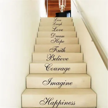 

MENGXIANG 1Pcs 58*76CM Removable Black Letter Wall Decal Mural Home Decor Stairs Word Art Love Live Laugh Wall Stickers