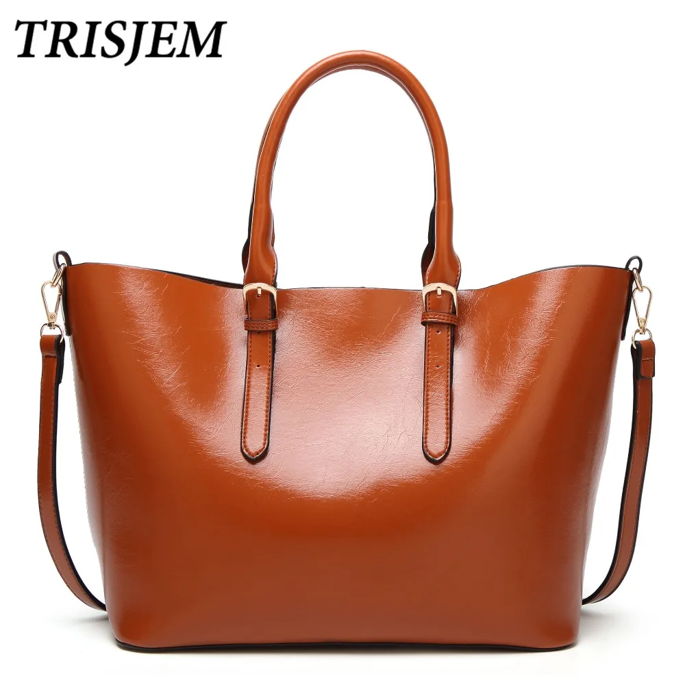 Goede TRISJEM Vrouwen Lederen Handtassen Luxe Beroemde Merken Designer Schoudertassen Voor Vrouwen 2018 Groen Bruin Crossbody Bags Sac a Main