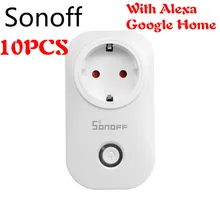 10 шт. Sonoff S20 ЕС с Alexa Google Home Wi-Fi розетка с выключателем питания Беспроводной пульт дистанционного управления розетка переключатель таймера для умного дома