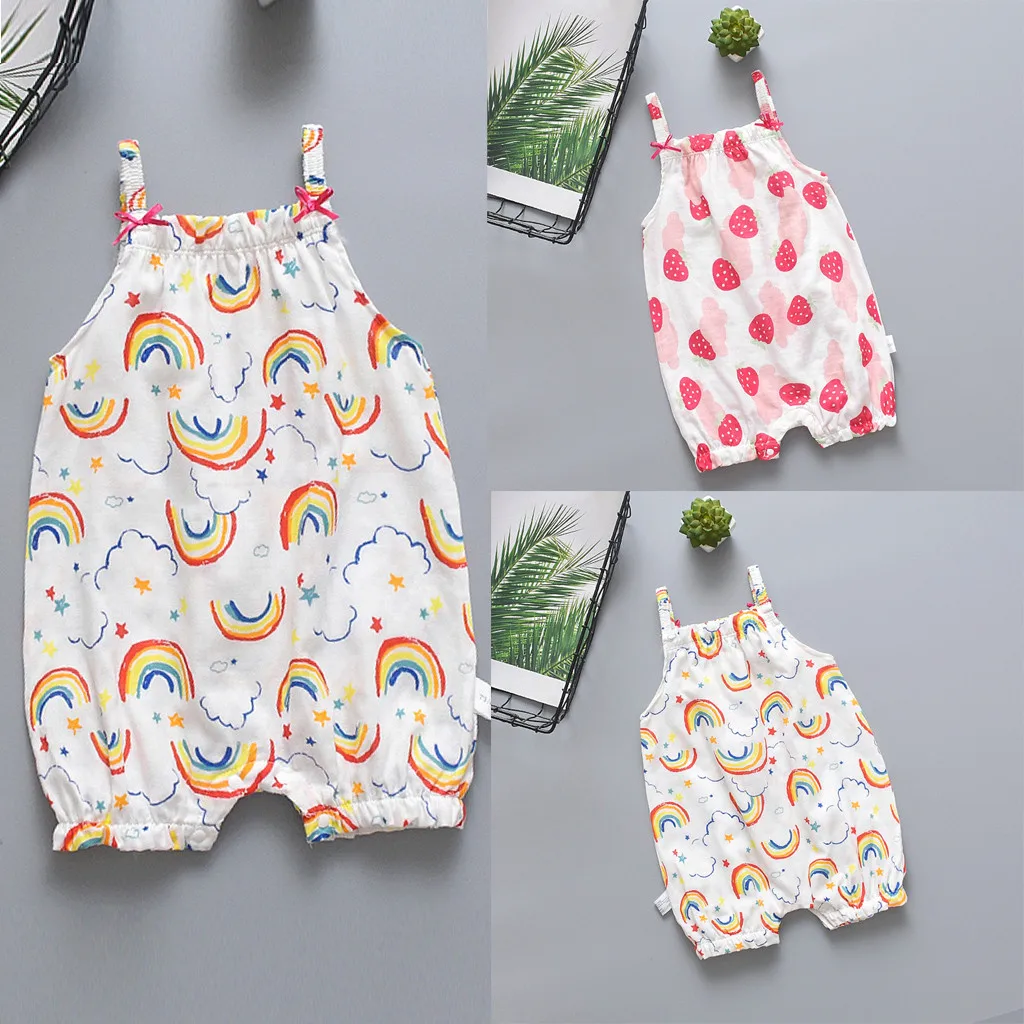 

Summer Baby Girls Boys Clothes Bodysuit Newborn Infant Toddler Bodysuit Rainbow Strawberry Suit Outfits Wholesale боди