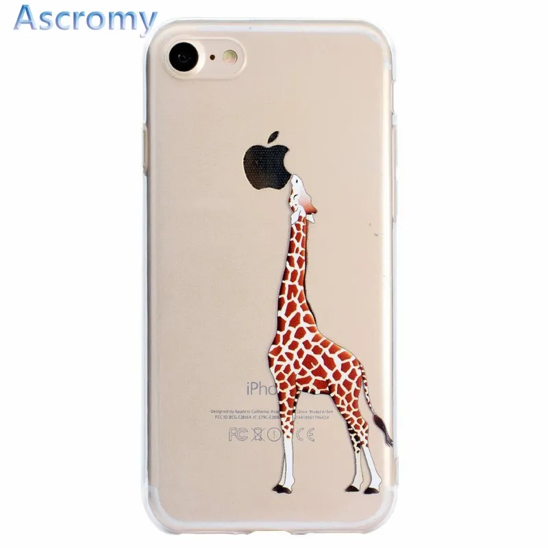 

Ascromy For iPhone 7 Plus Case Giraffe TPU Soft Silicone Transparent Protective Cover for Apple iPhone 8 6 S 6S X 5 5S SE fundas