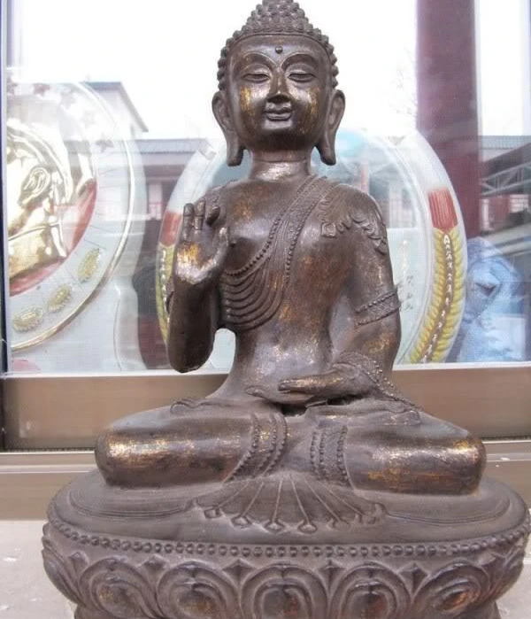 

15 INCH Tibet Folk Fane superb Buddhism Bronze Sakyamuni Ru Lai Buddha Statue