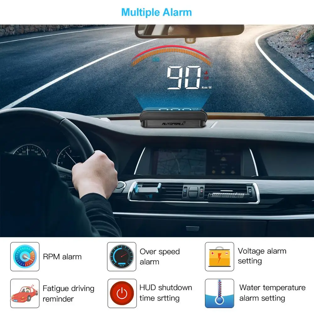 Дешево Hud Дисплей автомобиля HUD Дисплей на голову font b gps b font Спидометр превышение скорости напряжения font b gps b font + OBD 2 компьютера автомобильный проектор лобовое сте...
