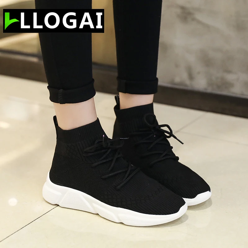 

Breathable Mesh Running Shoes Women High Top Sneakers Women Vulcanized Shoes Outdoor Ladies Socks shoes Summer Shoes Woman
