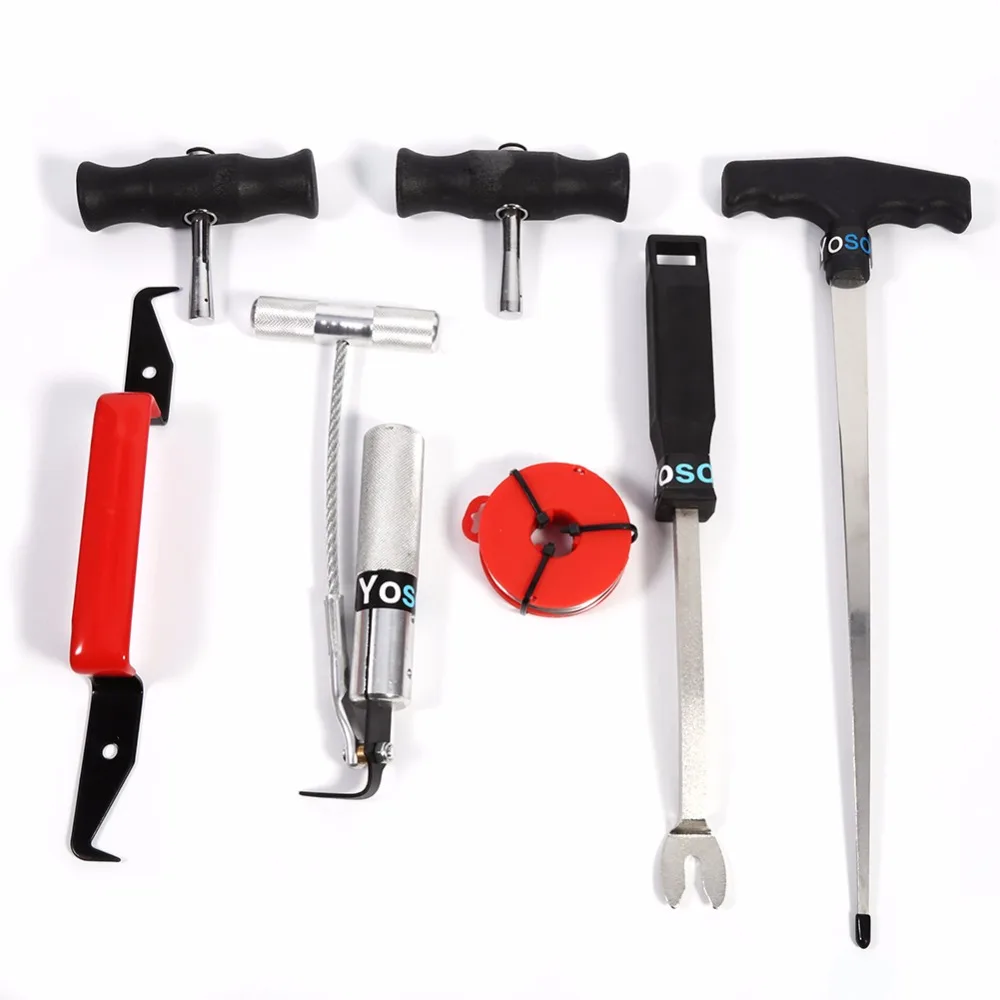 

Oversea 7Pcs/sets Windshield Removal Tool Kit Windscreen Removal Set Wire Gripping Handles Wire Feeder Tools Trim Pad Remover