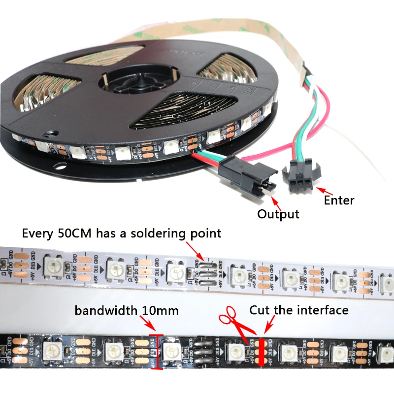 DC5V WS2812B 5 м 60 светодиодный/m пикселей/светодиодный s/m умный светодиодный пиксель полосы, черный/белый PCB, WS2812 IC; WS2812B/m, IP30/No водонепроницаемый