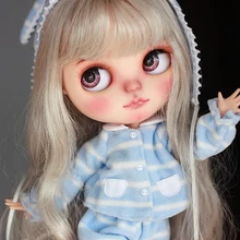 BJD Кукла одежда синий белый колпачок топ брюки пижамы костюм для BJD Blyth Azone кукла licca одежда аксессуары