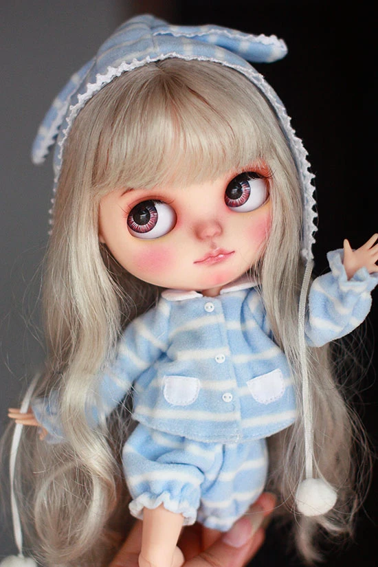 Одежда для куклы BJD синяя белая кепка верхние брюки пижама костюм Blyth Azone кукlicла