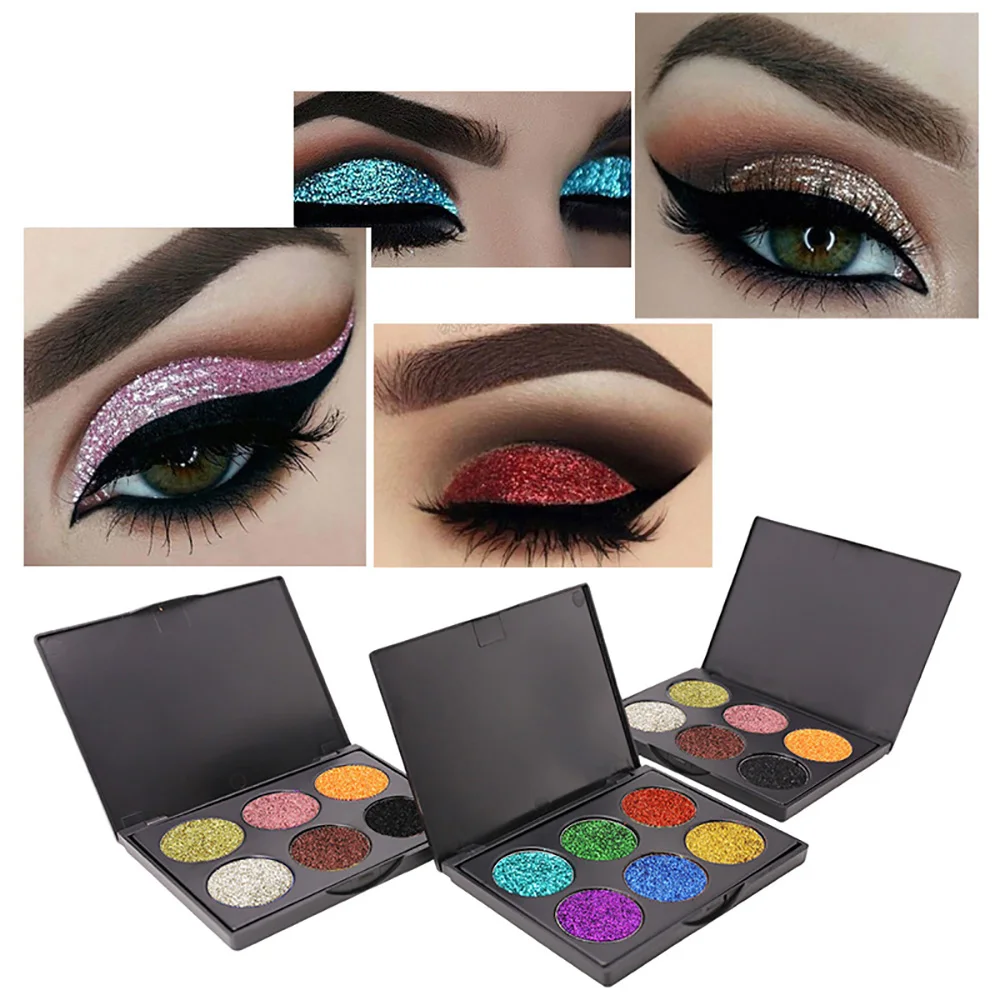 Brand New 6 Colors Diamond Glitter Eye Shadow Sequins MakeUp Pressed
