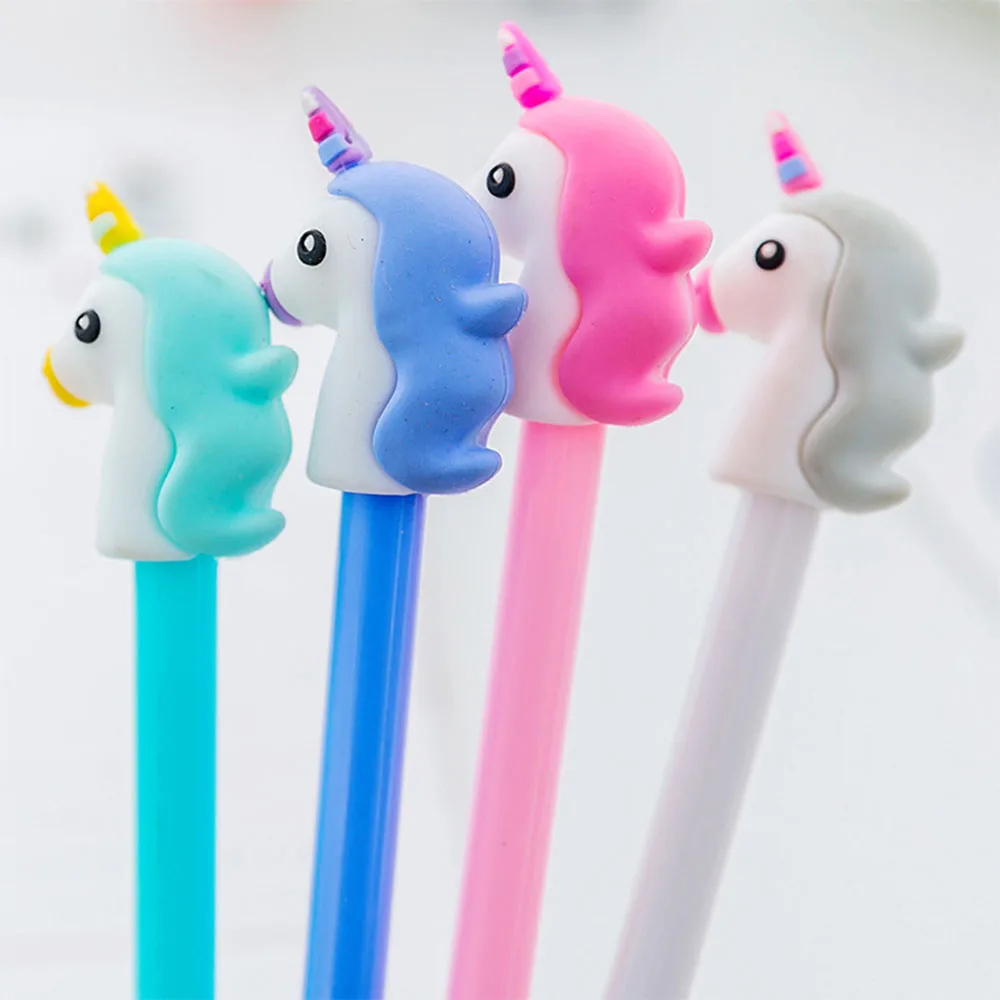

Cute Unicorn Gel Pen Black Ink Pen writing desk pen Kawaii Stationery School Office Supplies cartoon girls Gift hot sale